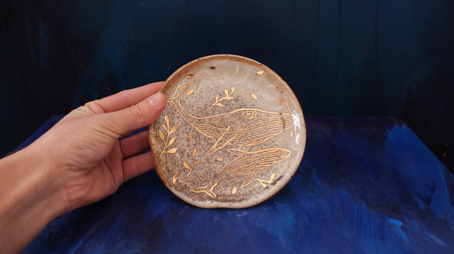 Golden Whale Spoon Rest Woodfired