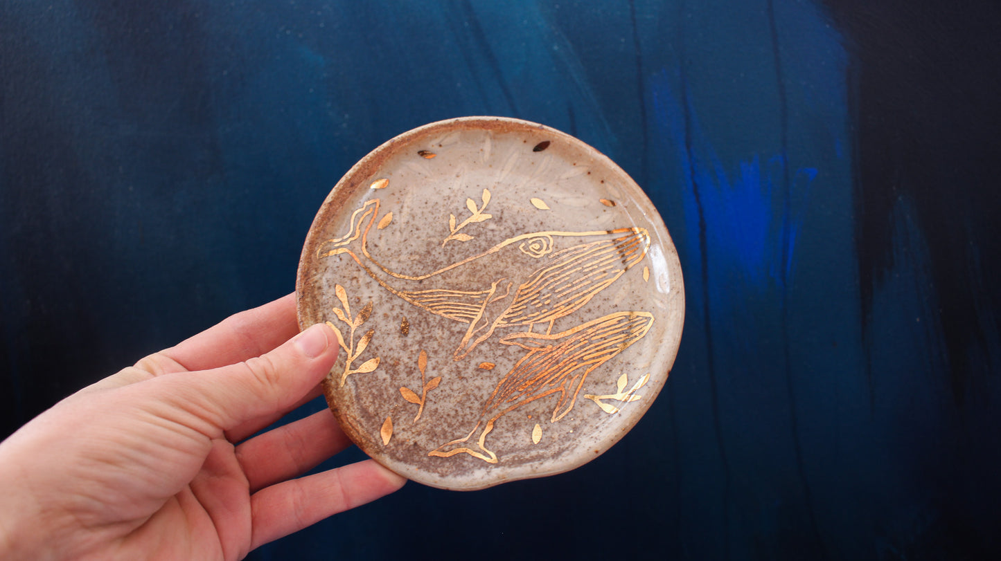Golden Whale Spoon Rest Woodfired