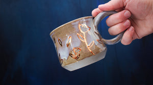 02) 15oz Teal Drip Blossom Mug