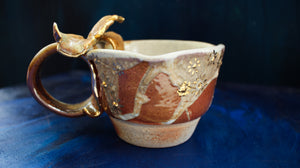 9oz Golden Gingko Teacup - Wood Fired