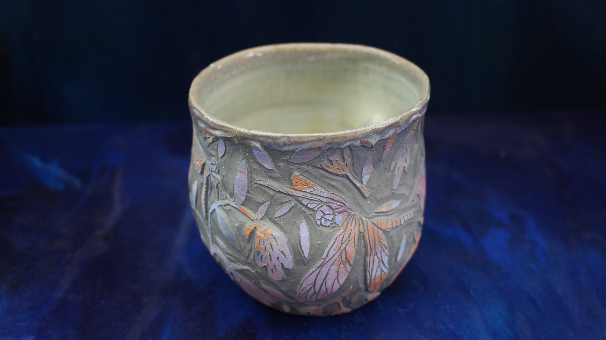 16oz Teal Dragonfly Carved Tumbler