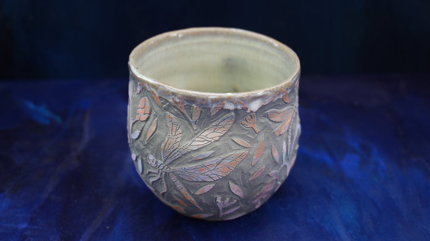 16oz Teal Dragonfly Carved Tumbler