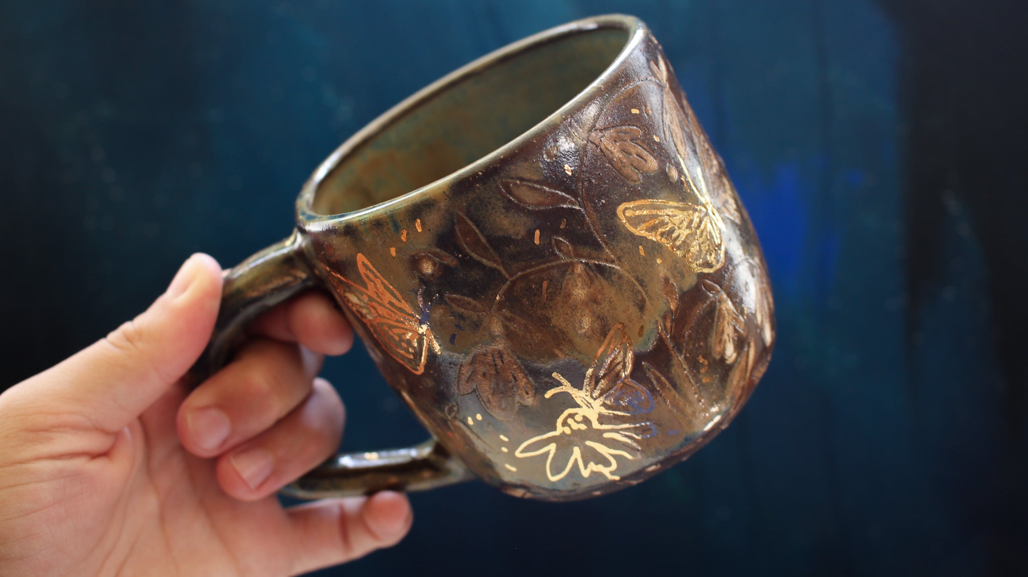 16oz Golden Butterfly Mug