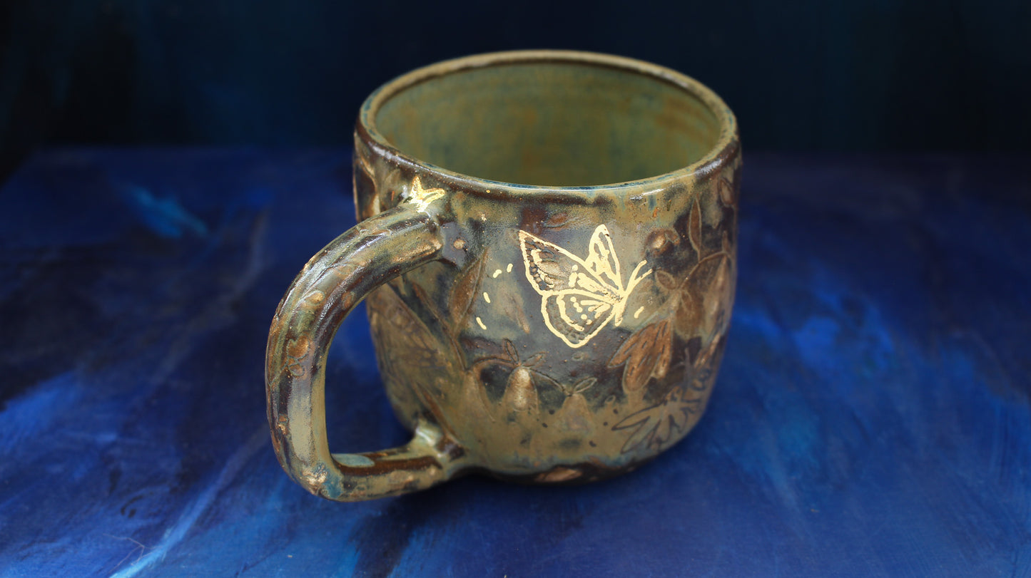 16oz Golden Butterfly Mug