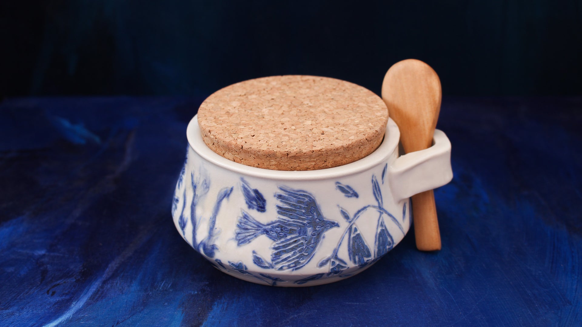 11oz Blue Dove Sugar Jar/Salt Cellar Woodfired