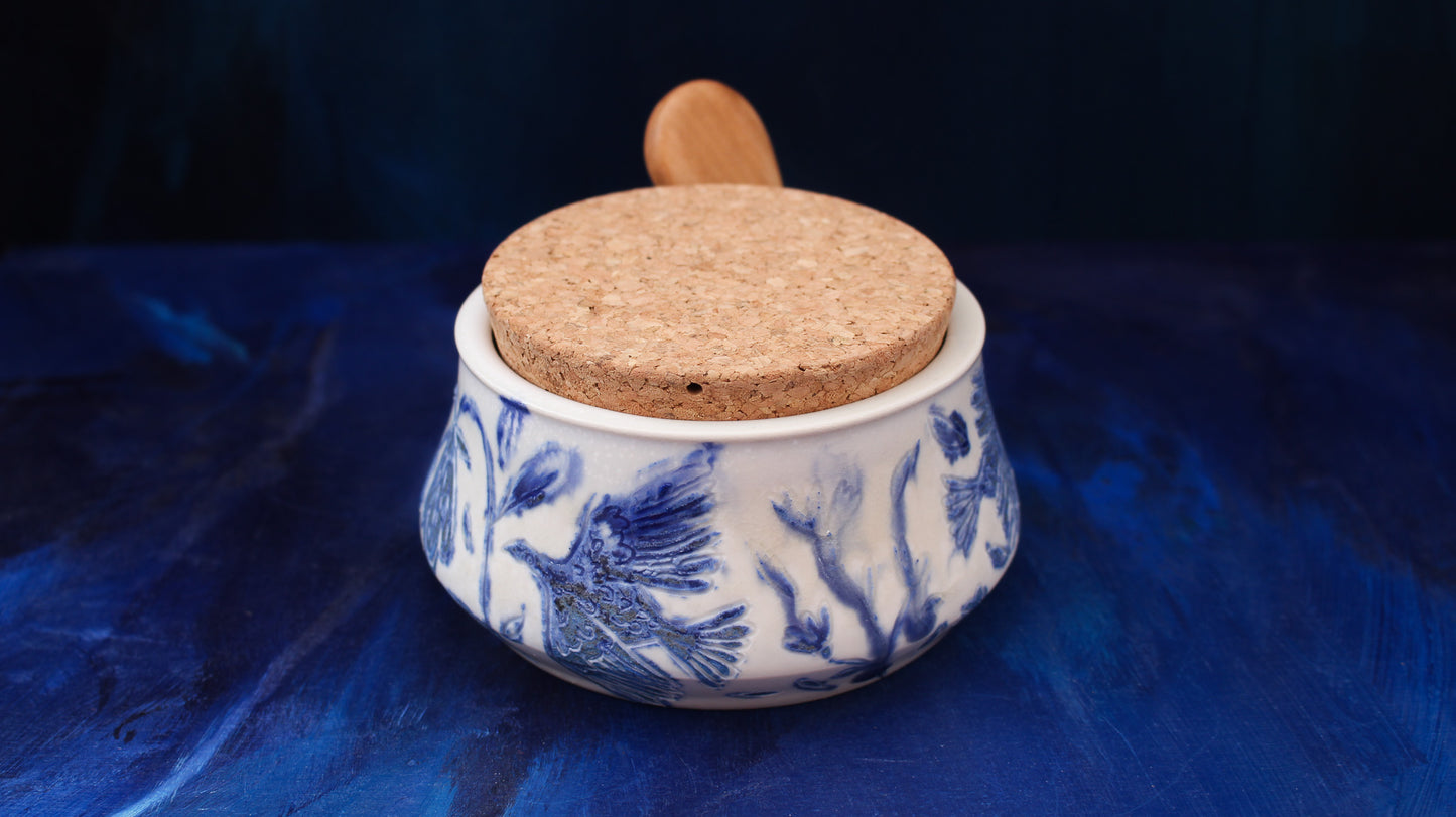 11oz Blue Dove Sugar Jar/Salt Cellar Woodfired