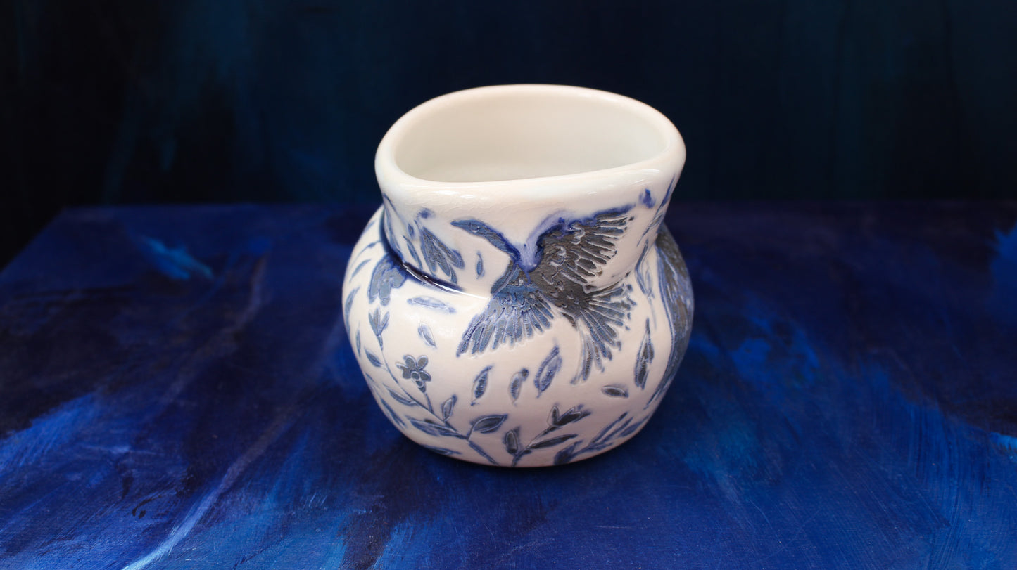 16oz Blue Dove Small Vase Woodfired