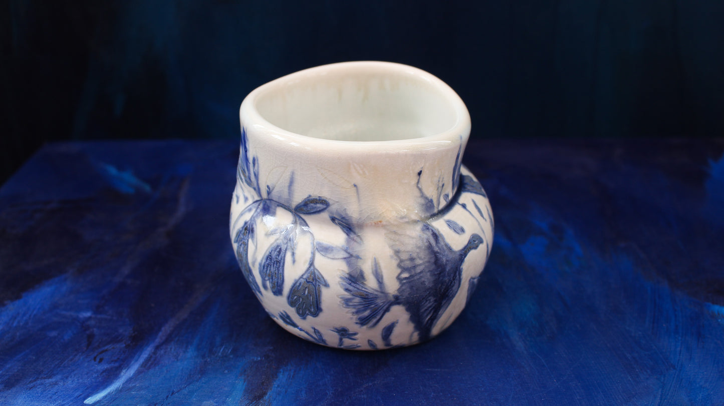 16oz Blue Dove Small Vase Woodfired