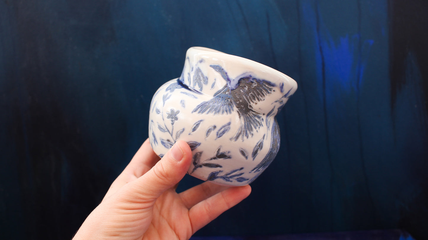 16oz Blue Dove Small Vase Woodfired