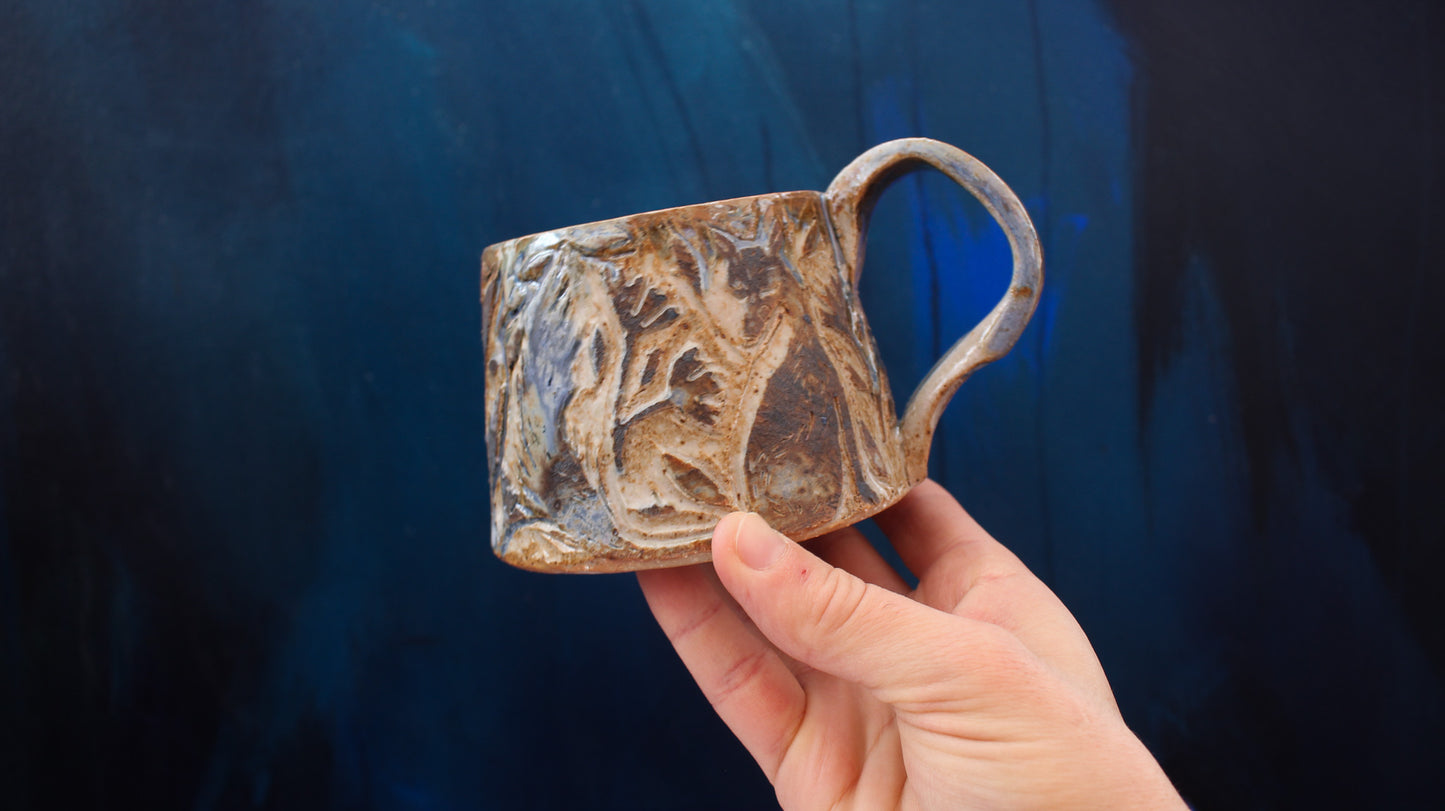 12oz Foxy Carved Mug Woodfired