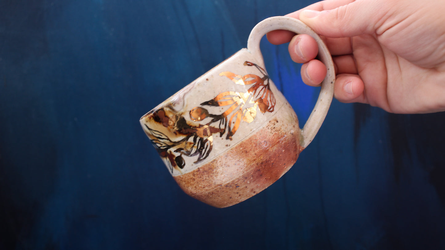 11oz Golden Olive Branch Mug Woodfired