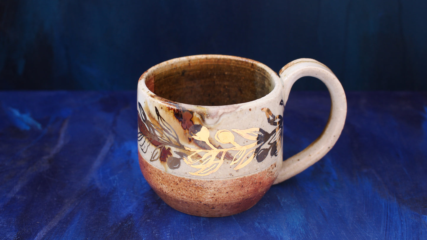 11oz Golden Olive Branch Mug Woodfired