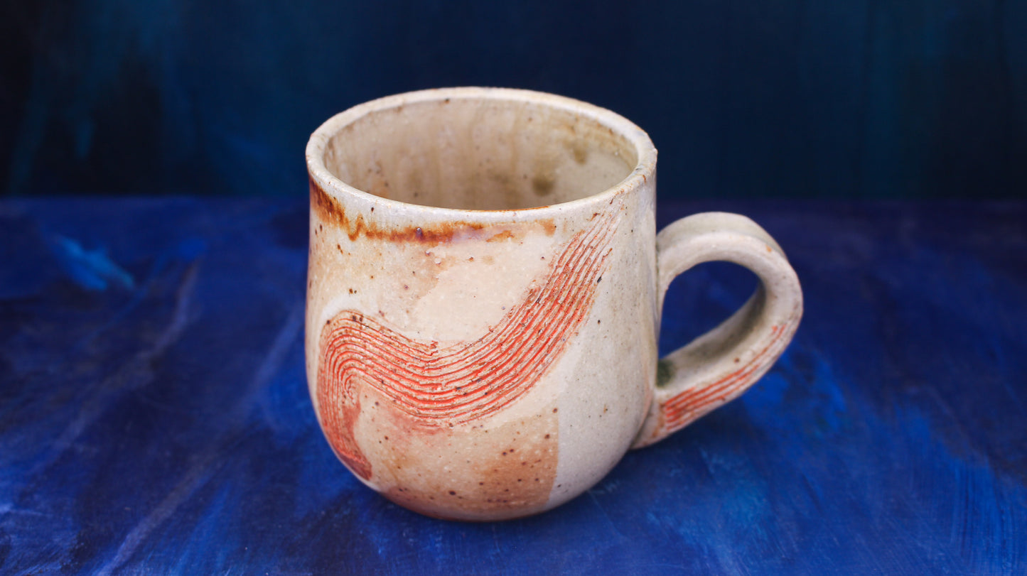 12oz Brush Carved Mug Woodfired