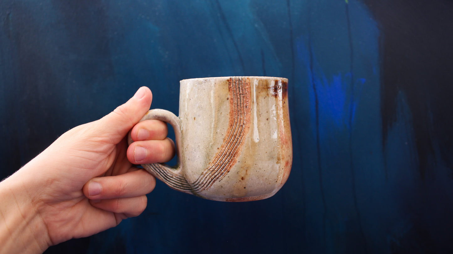 12oz Brush Carved Mug Woodfired