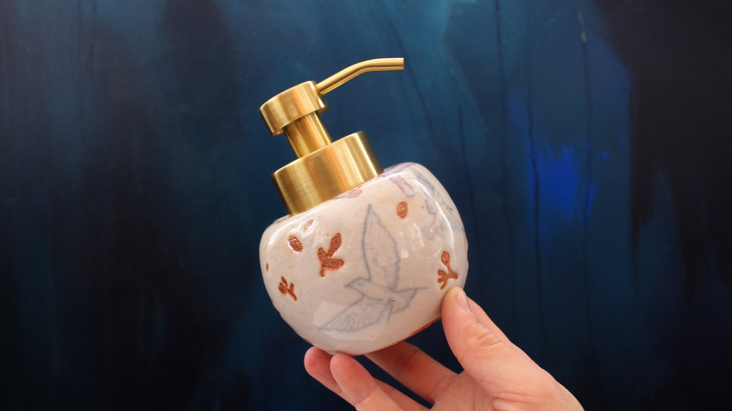 8oz Swooping Swallows Soap Dispenser Woodfired